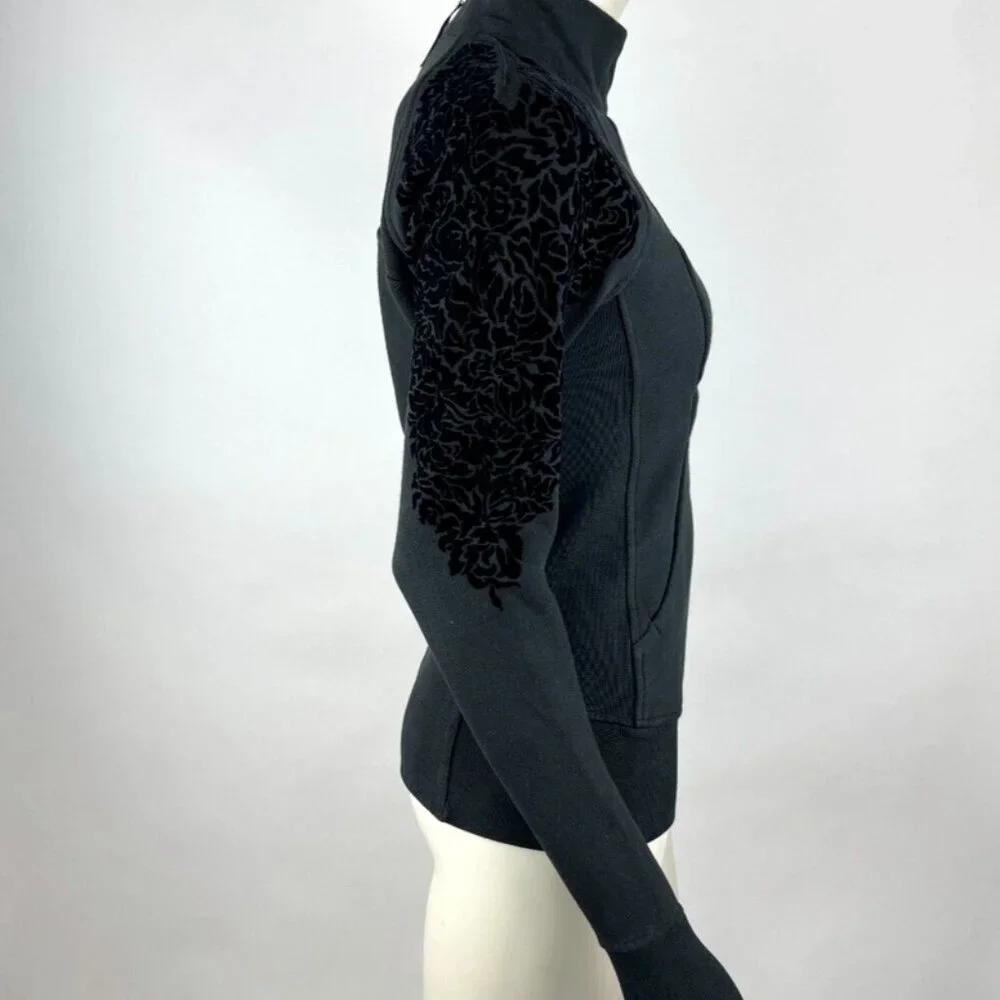 Lululemon Floral Flock Pullover Women 4 Long Sleeve Cotton Terry Sweater Pockets